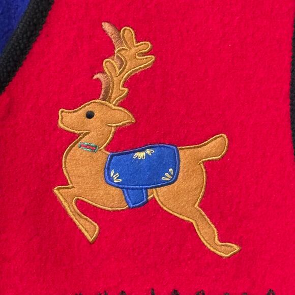 Vintage Boiled Wool Size Large Lisa International Zip Up Christmas Vest - Picture 6 of 10